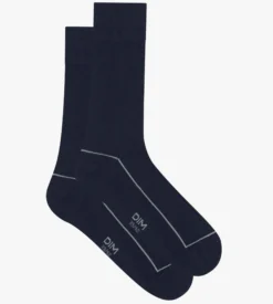 Chaussettes homme en coton côtelé Bleu Minuit à liseré coloré Dim Mode