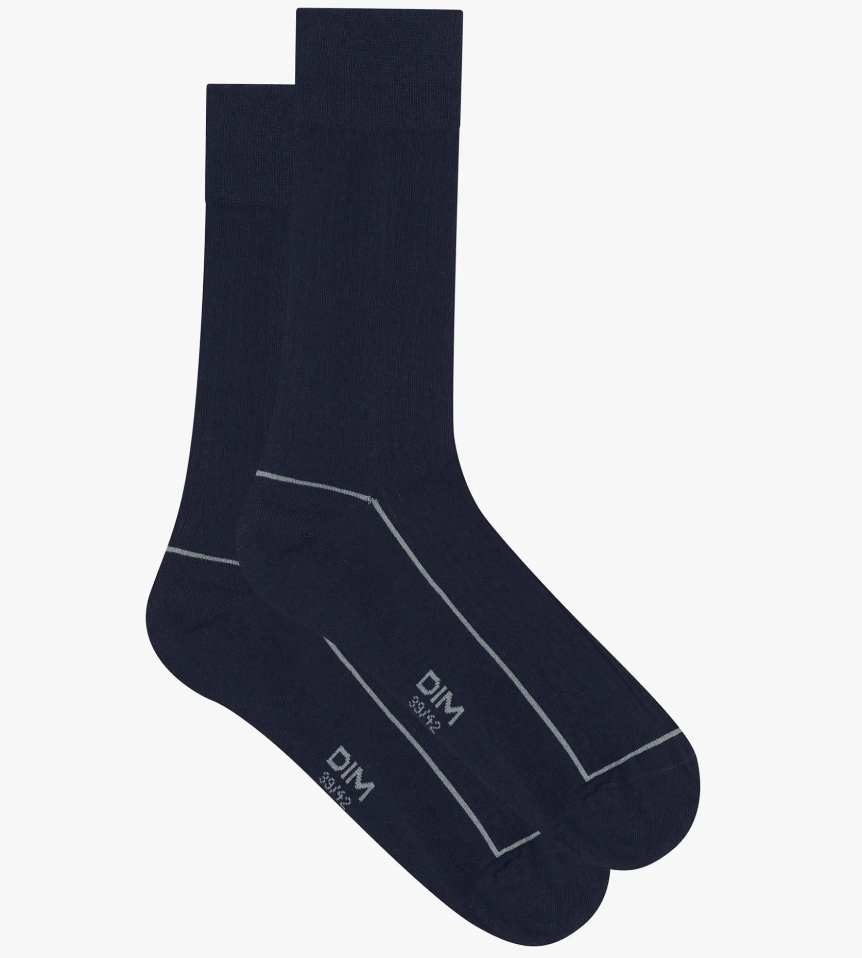 Chaussettes homme en coton côtelé Bleu Minuit à liseré coloré Dim Mode