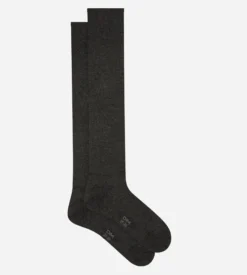 Chaussettes maxi hautes pour femme en coton Anthracite Chiné Dim