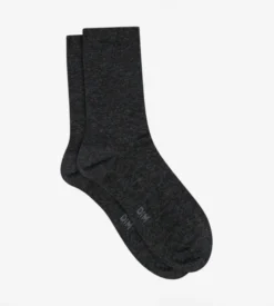 Chaussettes unies anthracite en laine douce Femme