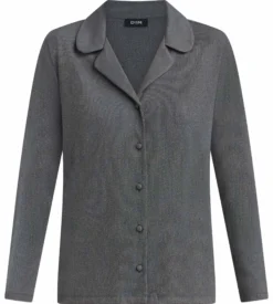 Chemise ouverte manches longues rib lurex gris granit Precious Christmas