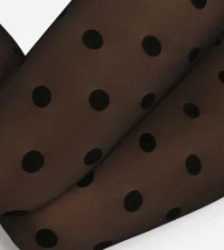 Collant chaud effet transparent noir à Pois Thermo