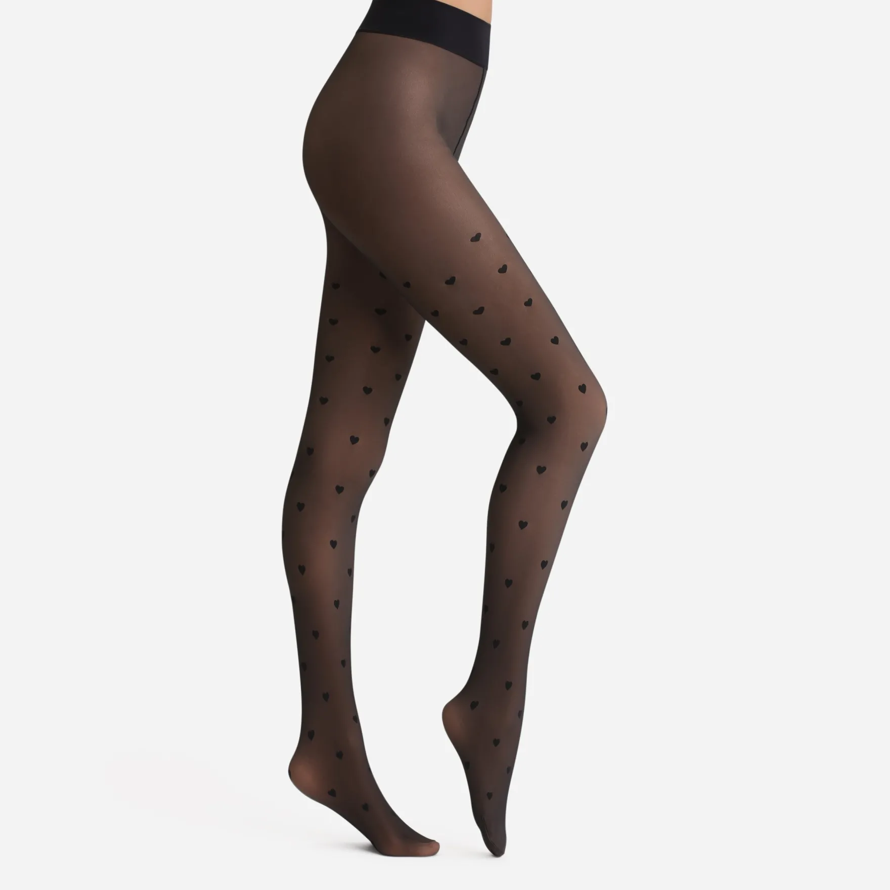 Collant chaud et transparent fantaisie cœurs multiples 80D Thermo