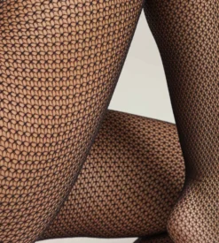 Collant femme en dentelle géométrique Noir Dim Style