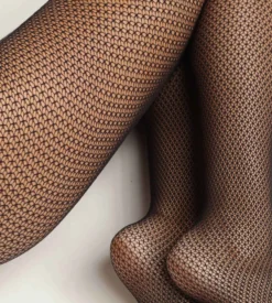 Collant femme en dentelle géométrique Noir Dim Style