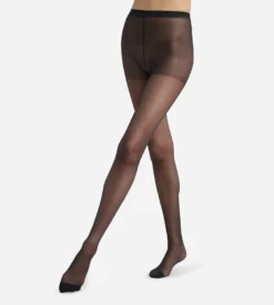Collant femme transparent voile en Lycra renforcé Noir Ultra Resist