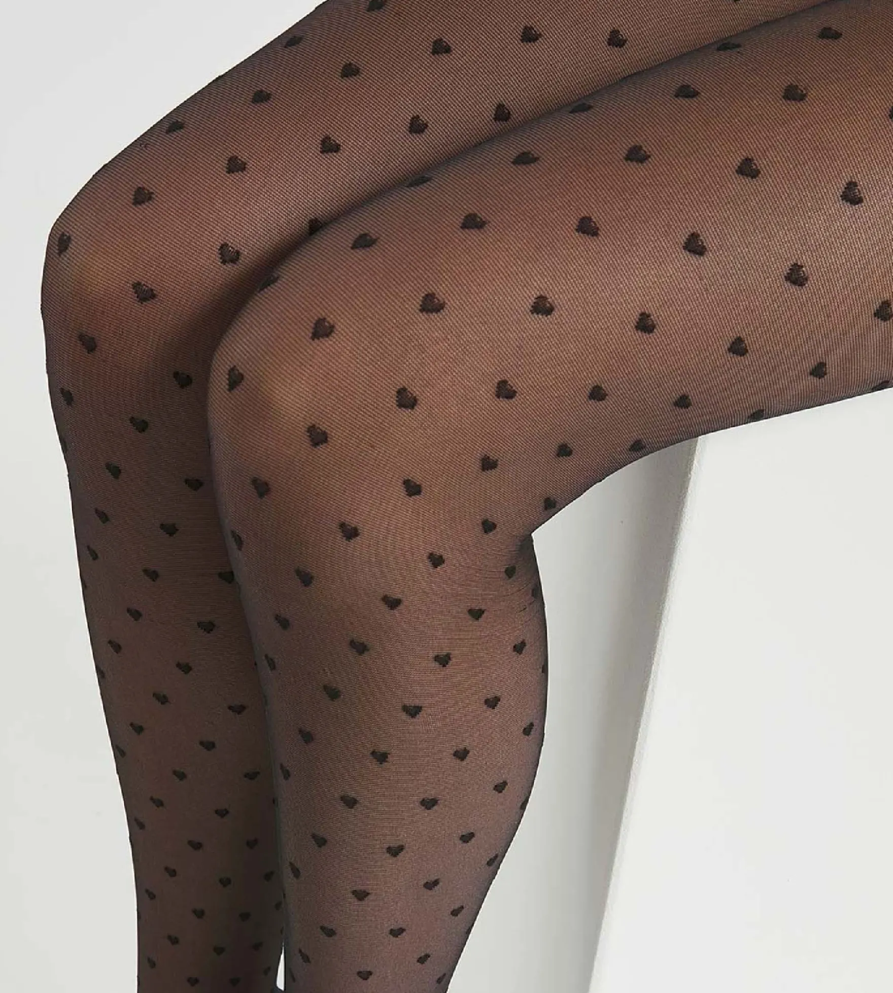 Collant femme voile transparent à cœurs multiples Noir 19D Dim Style