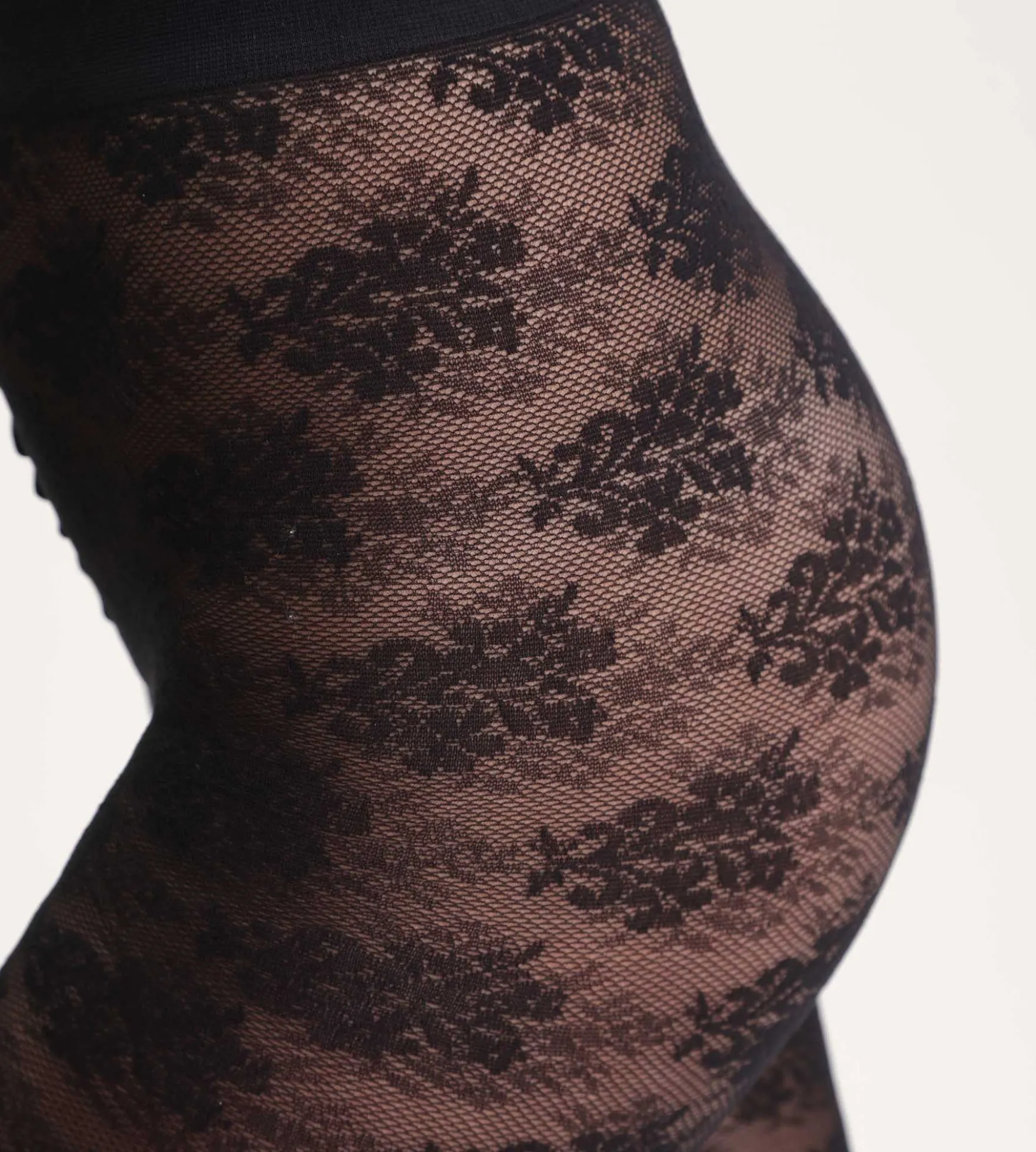 Collant noir bouquet floral Dim Style
