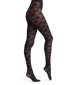 Collant noir bouquet floral Dim Style