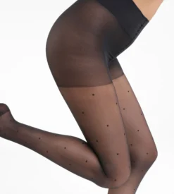 Collant Noir Fantaisie à plumetis pour femme DIM Perfect Contention 25D