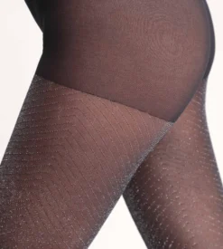 Collant noir Shiny à paillettes Dim Style