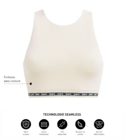 Crop top en microfibre côtelée sans couture Beige Dim Icons Seamless