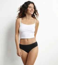 Culotte absorbante lavable en coton stretch Noir Moments Oups DIM