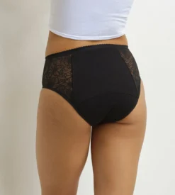 Culotte de règles taille haute flux très abondant noir à fleurs Dim Protect