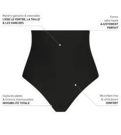 Culotte effet sculptant femme taille haute sans couture Noir Dim Silhouette Invisible
