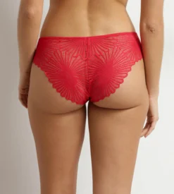 Culotte femme en satin et dentelle florale Rouge Chocolove