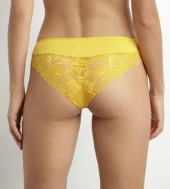 Culotte femme microfibre et dentelle Jaune Dim Generous Essentiel