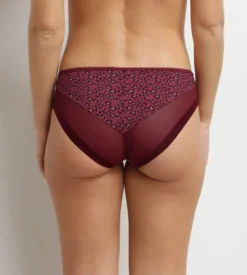 Culotte femme microfibre et tulle rouge marron Dim Generous