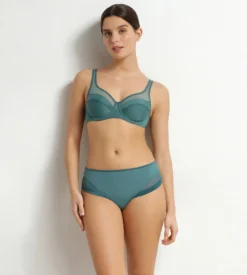 Culotte femme semi-transparente en microfibre verte Dim Generous