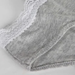 Culotte fille coton stretch à ceinture dentelle Gris Chiné Dim trendy