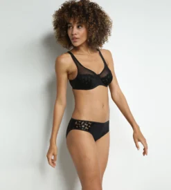 Culotte noire en microfibre Generous Broderie