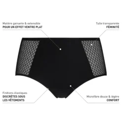 Culotte ventre plat taille haute noir Dim Silhouette Essentiel