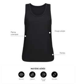 Débardeur de sport femme en viscose noire Dim Move