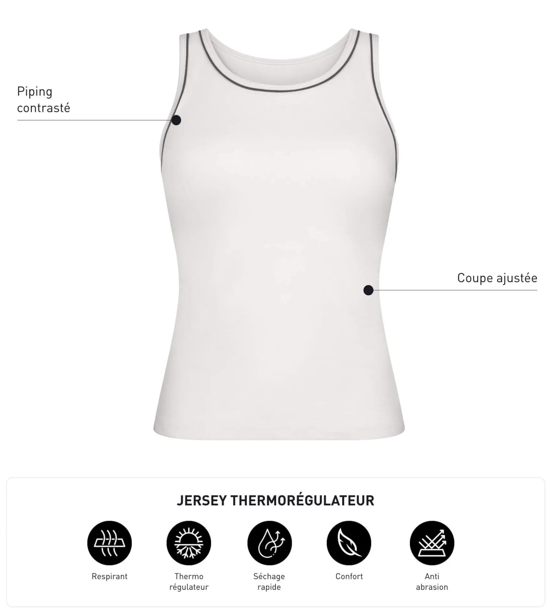 Débardeur de sport femme thermorégulateur en jersey Ecru Dim Move