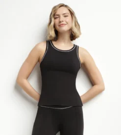 Débardeur de sport femme thermorégulateur en jersey Noir Dim Move