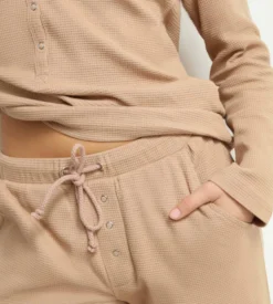 Ensemble pyjama femme col V en jersey Marron Dim Cosy Time