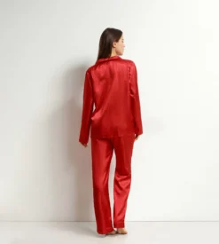 Ensemble pyjama femme pantalon en satin Rouge Dim Don’t Disturb