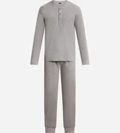Ensemble pyjama pantalon col serafino en jersey Gris Dim Nightwear
