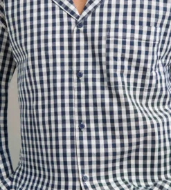 Ensemble pyjama pantalon homme vichy bleu Dim Woven