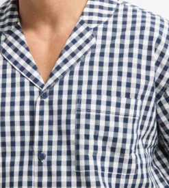 Ensemble pyjama pantalon homme vichy bleu Dim Woven