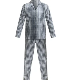 Ensemble pyjama pantalon homme vichy bleu Dim Woven
