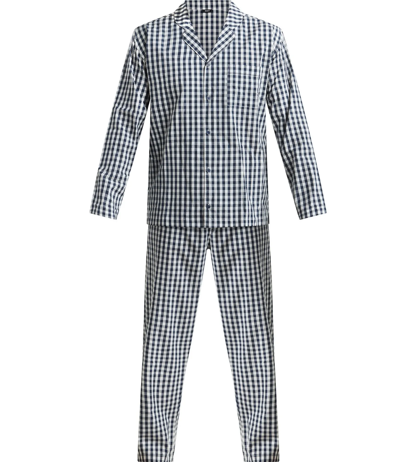 Ensemble pyjama pantalon homme vichy bleu Dim Woven
