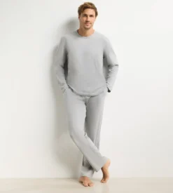 Ensemble pyjama pantalon homme gris mélange Dim Jersey