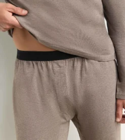 Ensemble pyjama pantalon homme marron mélange Dim Jersey Elastane