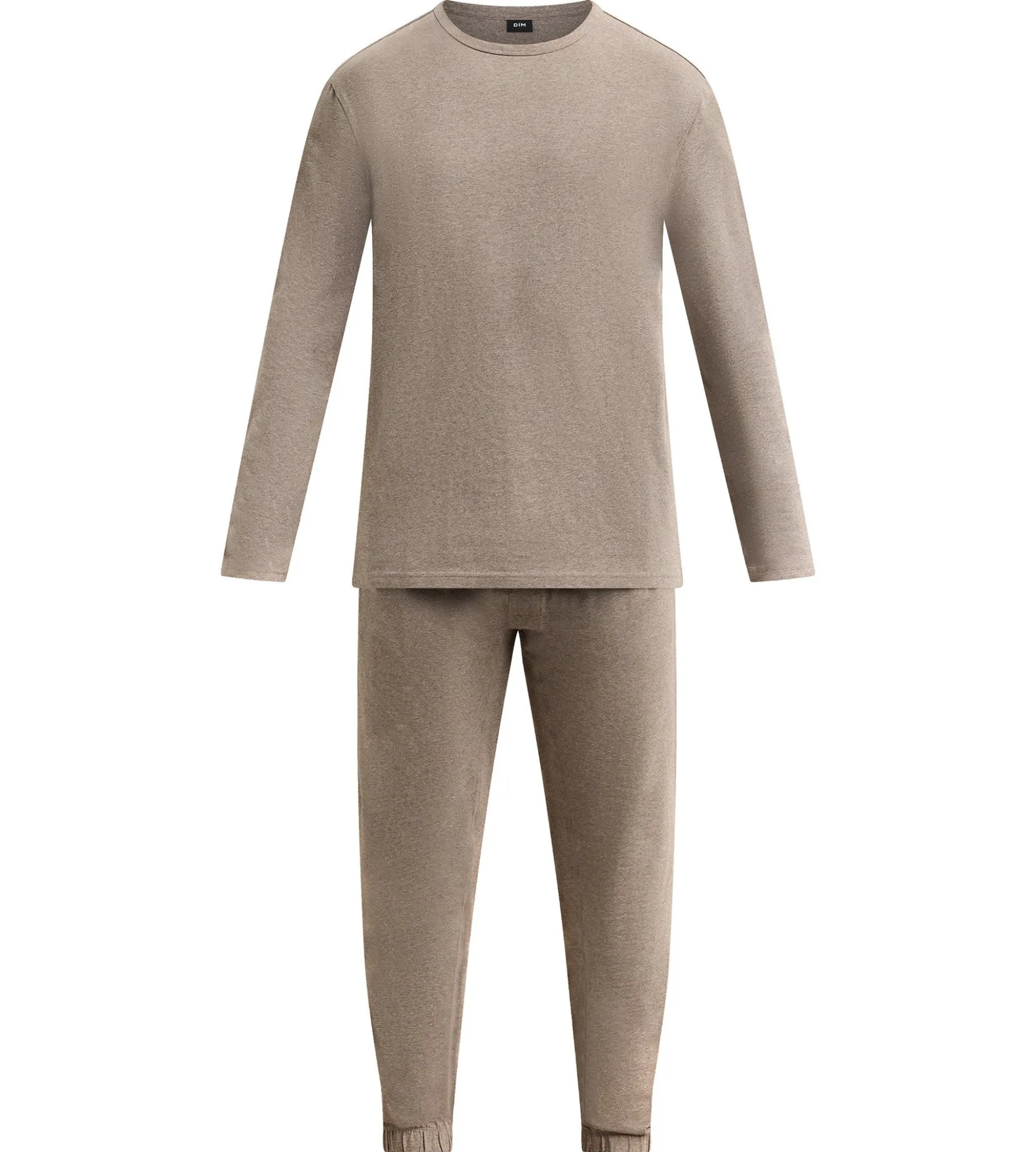 Ensemble pyjama pantalon homme marron mélange Dim Jersey Elastane