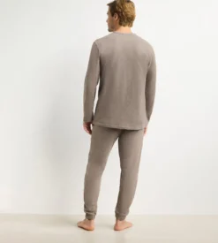 Ensemble pyjama pantalon homme marron mélange Dim Jersey Elastane