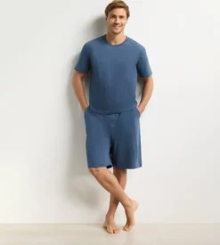 Ensemble pyjama short homme bleu mélange Dim Jersey