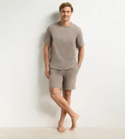 Ensemble pyjama short homme marron mélange Dim Jersey Elastane