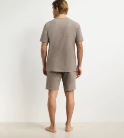 Ensemble pyjama short homme marron mélange Dim Jersey Elastane