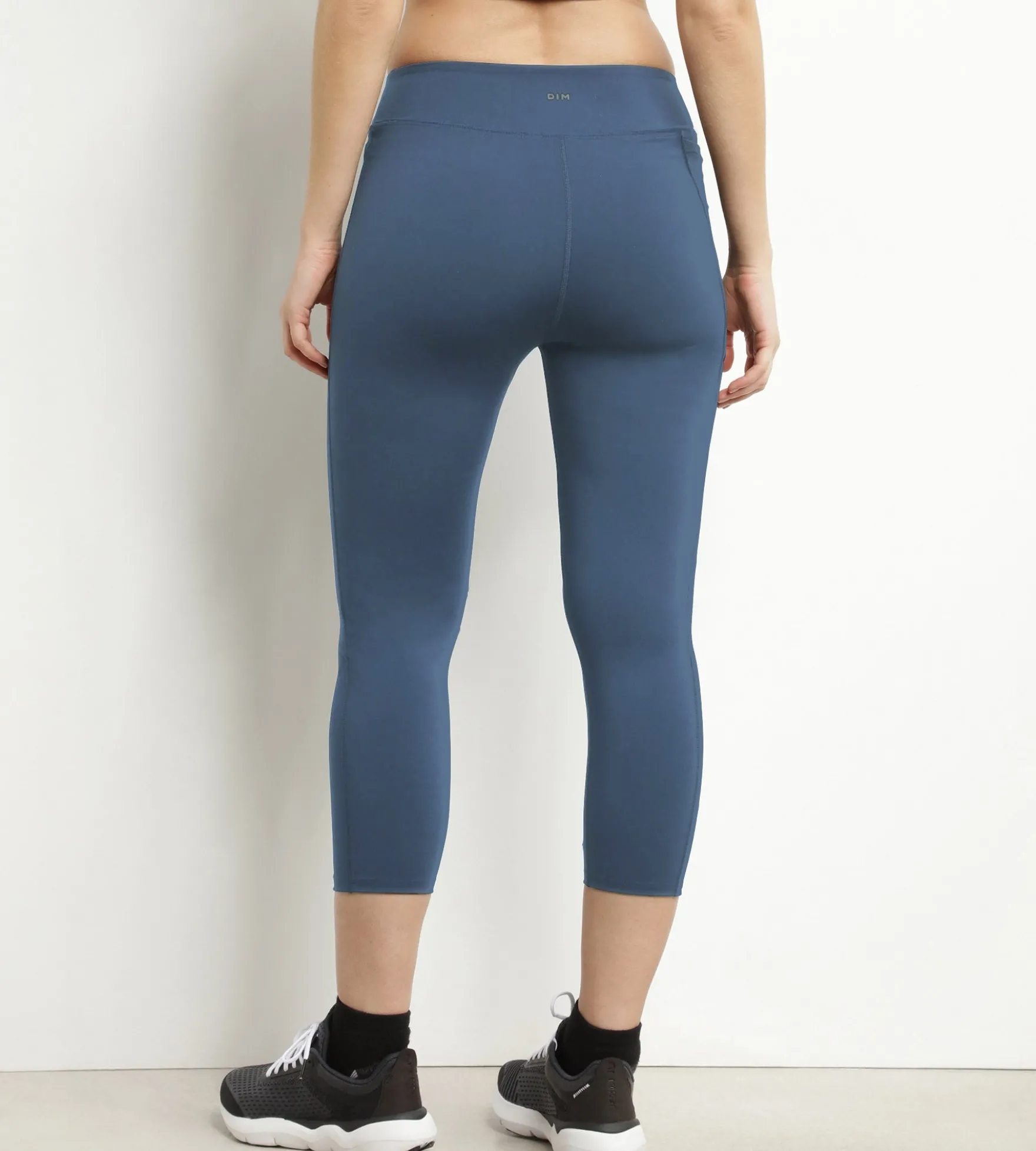 Legging de sport femme court en microfibre Bleu Jean Dim Move
