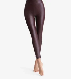 Legging femme effet cuir Bordeaux Relax & Go
