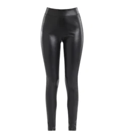 Legging femme Noir en cuir végétal mat Dim Comfywear