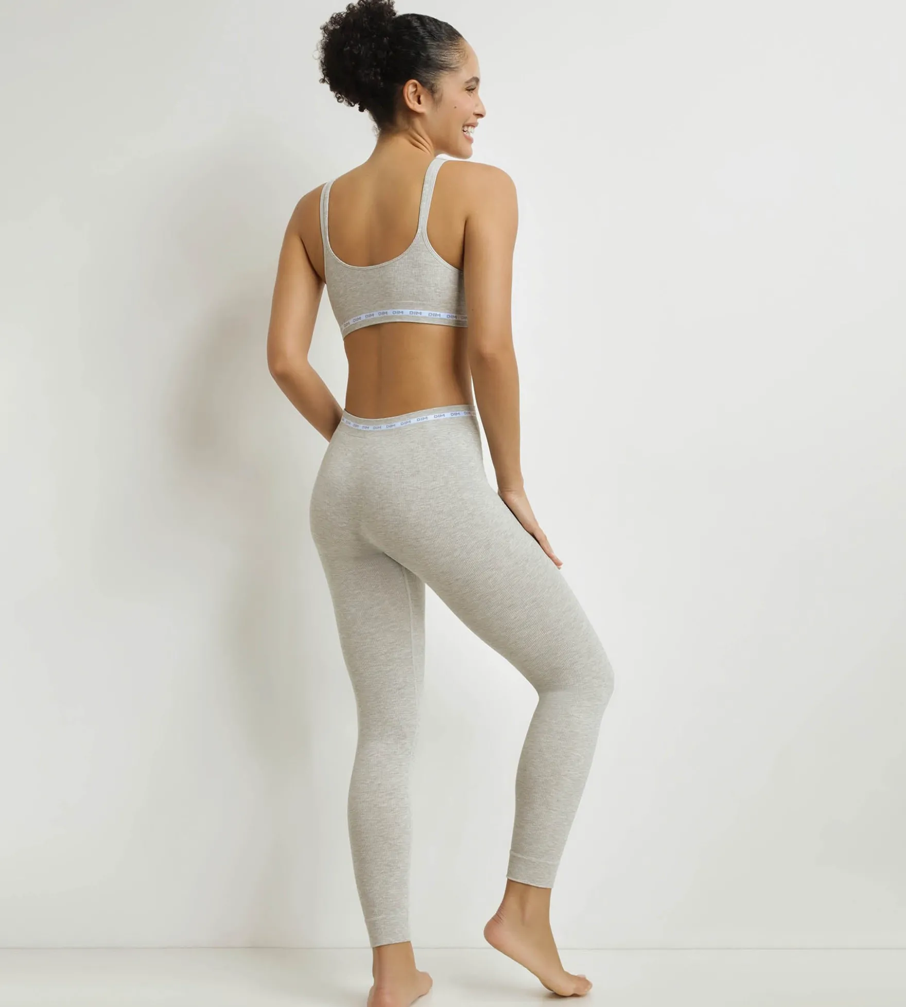 Legging femme tissu côtelé Gris Chiné Dim Icons