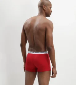 Lot de 2 boxers coton stretch Bleu Denim et Rouge Lave Daily Colors