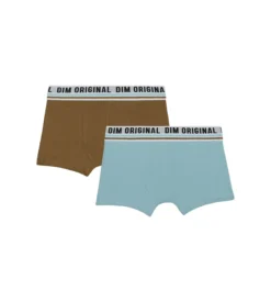 Lot de 2 boxers coton stretch Bleu Marron ceinture rétro Dim Originals