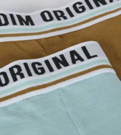Lot de 2 boxers coton stretch Bleu Marron ceinture rétro Dim Originals